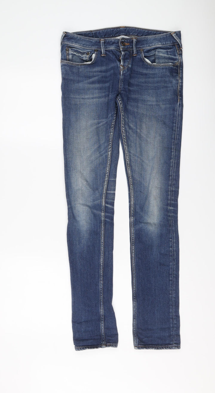 Fabulously British Womens Blue Cotton Skinny Jeans Size 28 in L31 in Regular Button