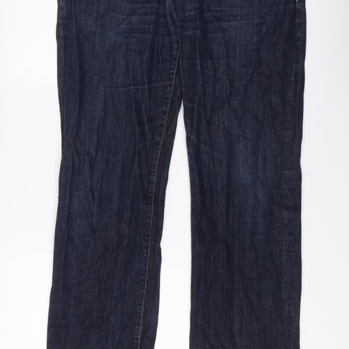 Henri Lloyd Mens Blue Cotton Straight Jeans Size 38 in L33 in Regular Button