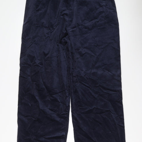 Marks and Spencer Womens Blue Cotton Trousers Size 20 L29 in Regular Button