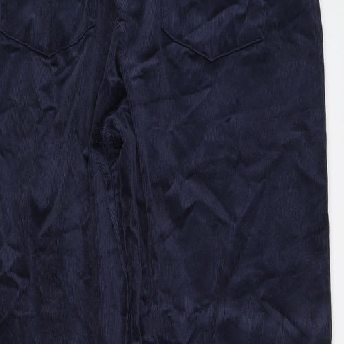 Marks and Spencer Womens Blue Cotton Trousers Size 20 L29 in Regular Button