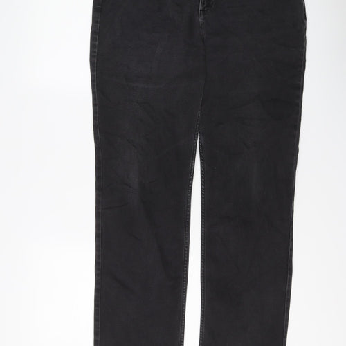 Per Una Womens Grey Cotton Straight Jeans Size 16 L29 in Regular Button