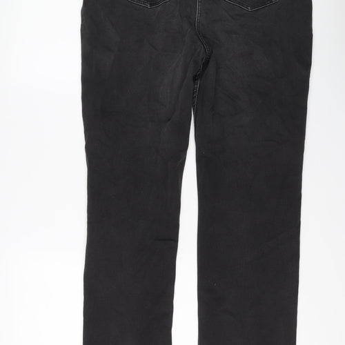 Per Una Womens Grey Cotton Straight Jeans Size 16 L29 in Regular Button