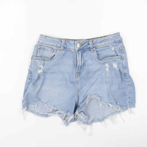 New Look Girls Blue Cotton Cut-Off Shorts Size 14 Years Regular Zip