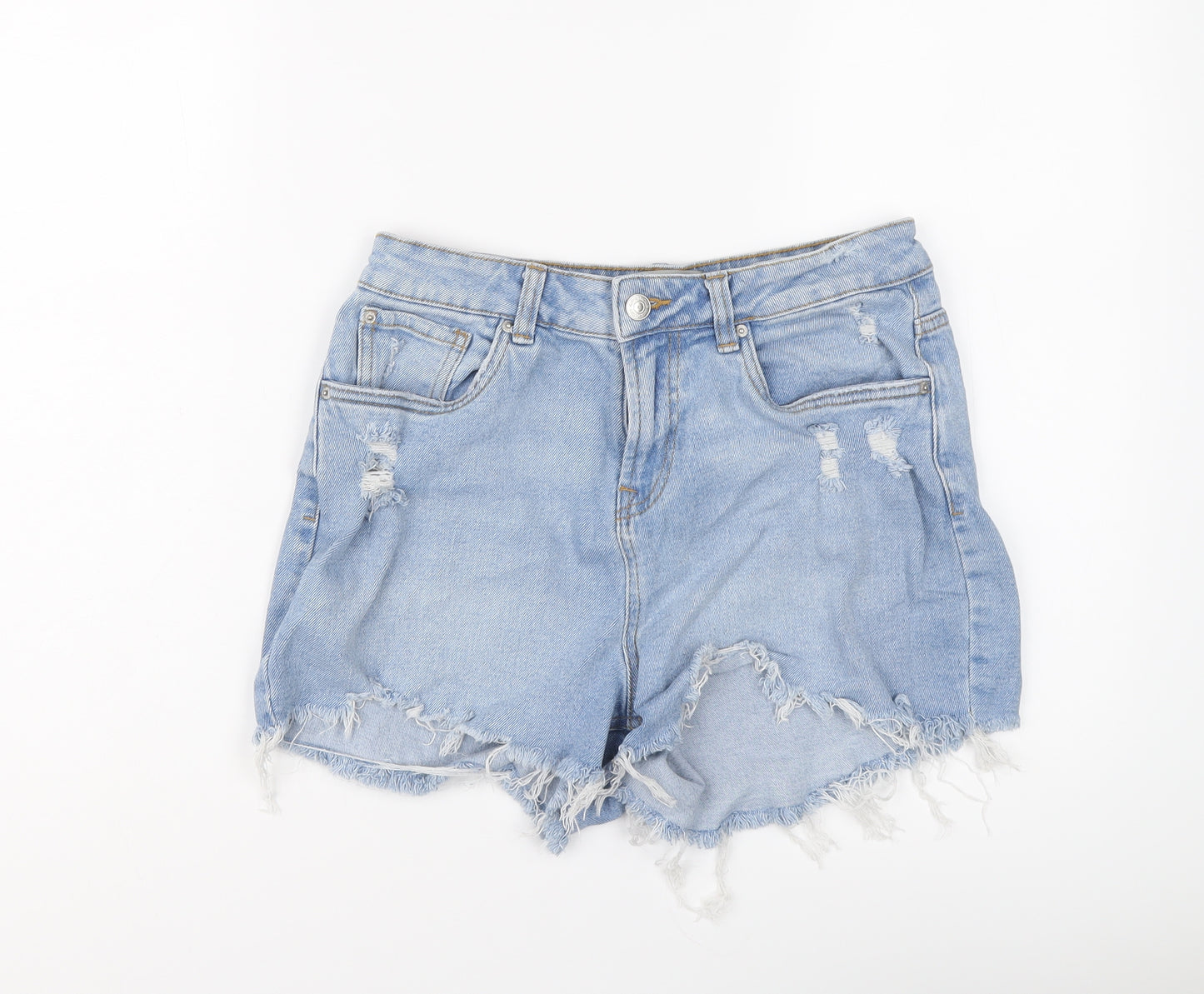 New Look Girls Blue Cotton Cut-Off Shorts Size 14 Years Regular Zip