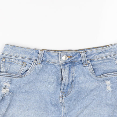 New Look Girls Blue Cotton Cut-Off Shorts Size 14 Years Regular Zip