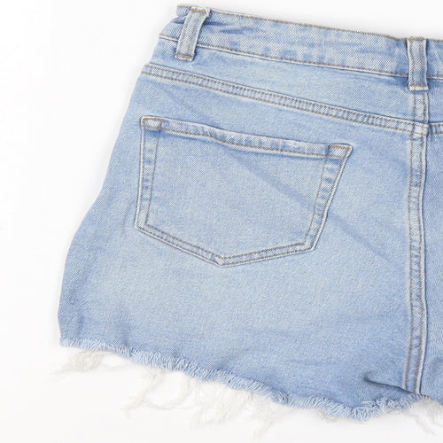 New Look Girls Blue Cotton Cut-Off Shorts Size 14 Years Regular Zip