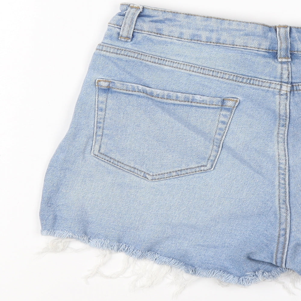 New Look Girls Blue Cotton Cut-Off Shorts Size 14 Years Regular Zip