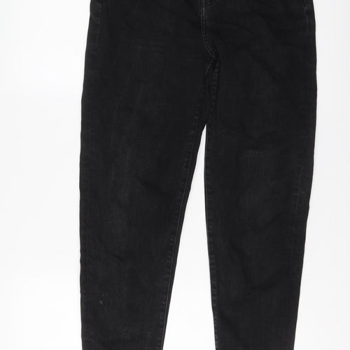 Marks and Spencer Womens Black Cotton Tapered Jeans Size 10 L26 in Regular Button