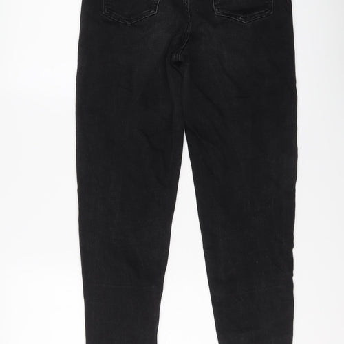 Marks and Spencer Womens Black Cotton Tapered Jeans Size 10 L26 in Regular Button