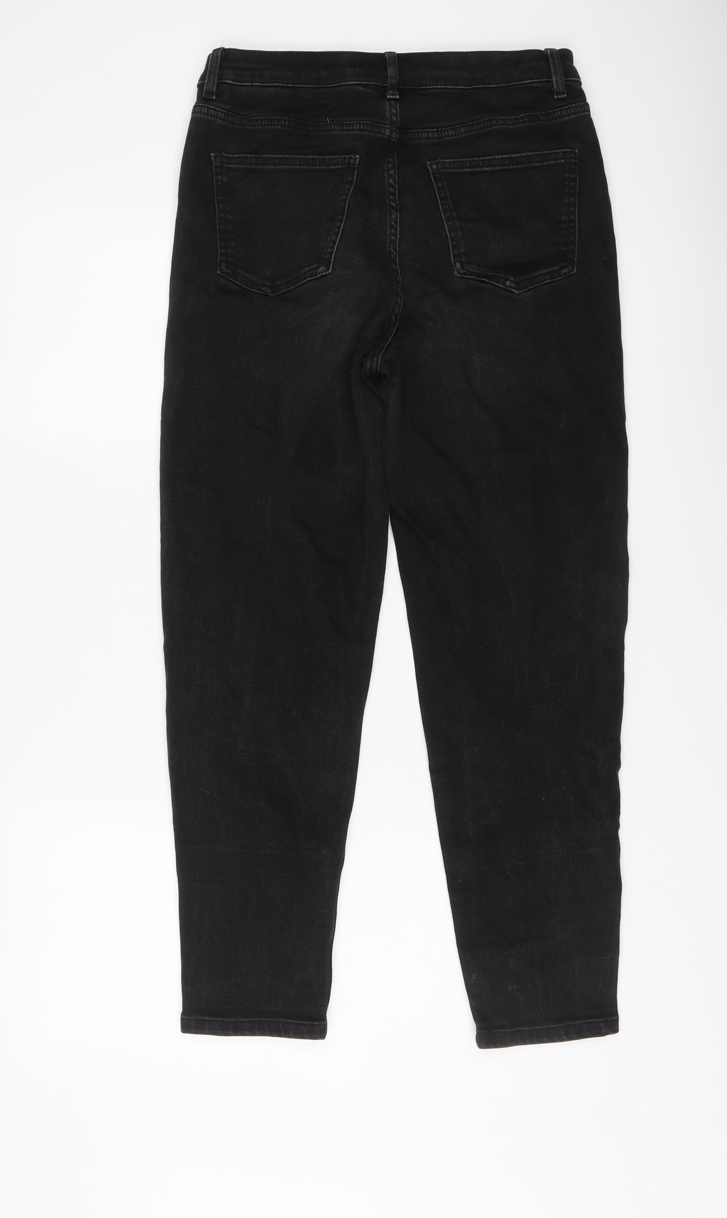 Marks and Spencer Womens Black Cotton Tapered Jeans Size 10 L26 in Regular Button