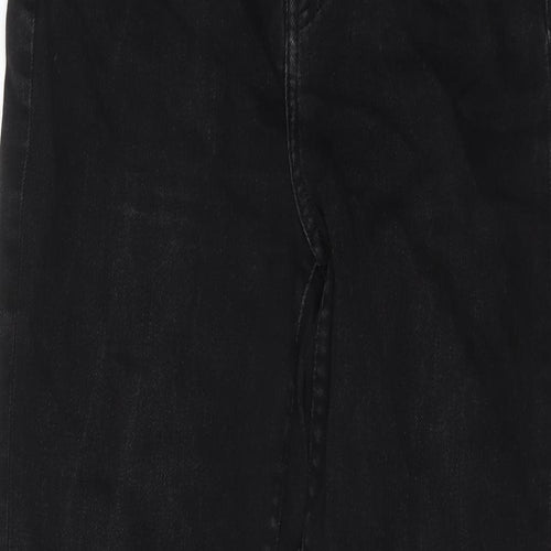 Marks and Spencer Womens Black Cotton Tapered Jeans Size 10 L26 in Regular Button