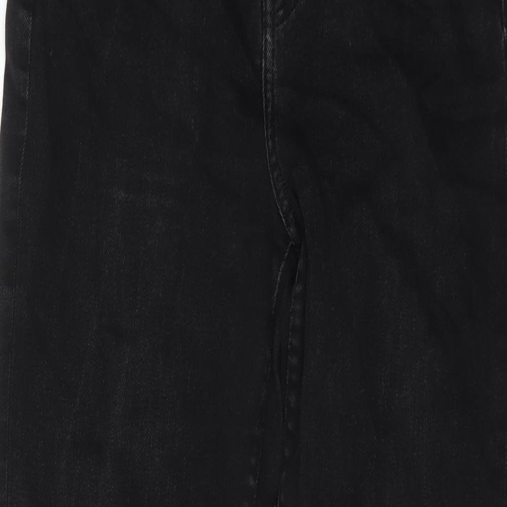 Marks and Spencer Womens Black Cotton Tapered Jeans Size 10 L26 in Regular Button