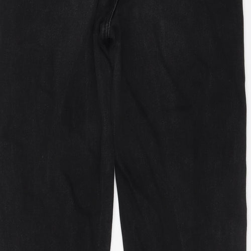 Marks and Spencer Womens Black Cotton Tapered Jeans Size 10 L26 in Regular Button