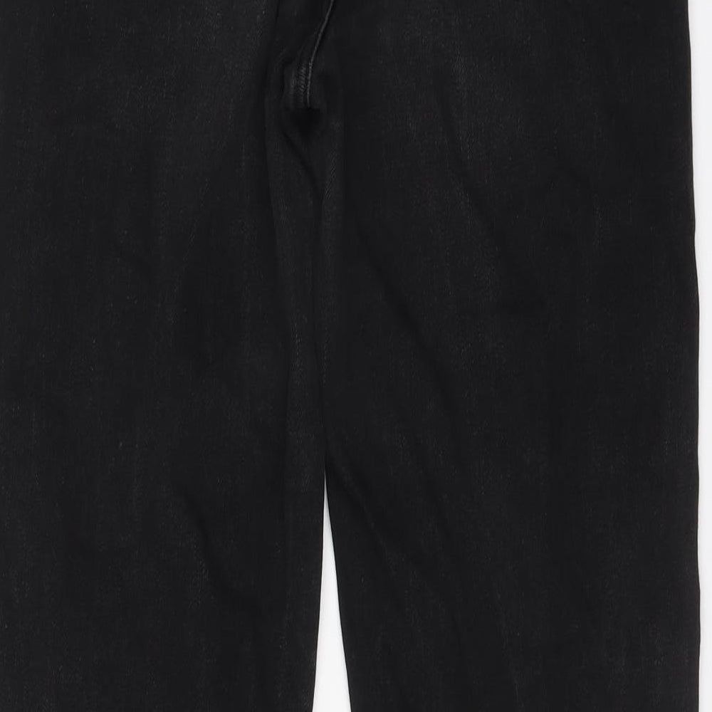 Marks and Spencer Womens Black Cotton Tapered Jeans Size 10 L26 in Regular Button