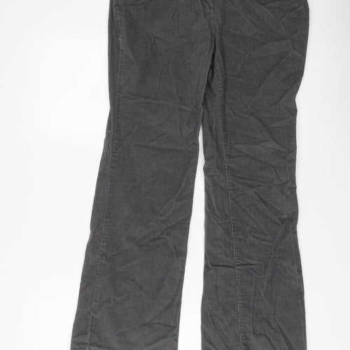 Boden Womens Grey Cotton Trousers Size 12 L28 in Regular Button