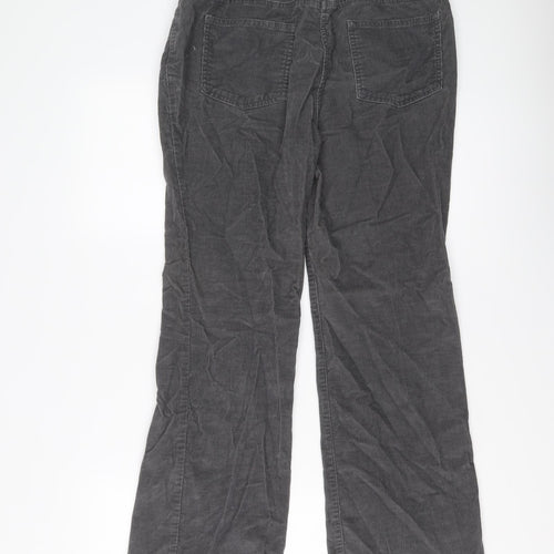 Boden Womens Grey Cotton Trousers Size 12 L28 in Regular Button