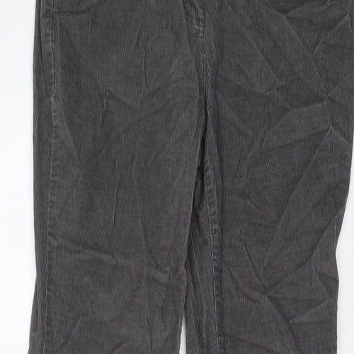 Boden Womens Grey Cotton Trousers Size 12 L28 in Regular Button