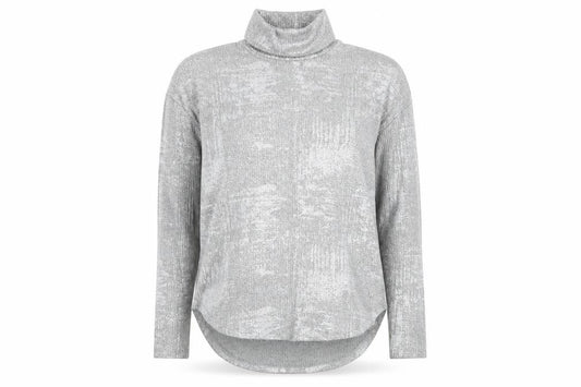 Front view of Next women’s silver polyester basic blouse, size UK 8, mock neck