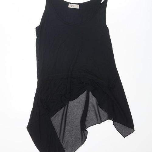 Label Lab Womens Black Viscose Basic Tank Size 8 Round Neck