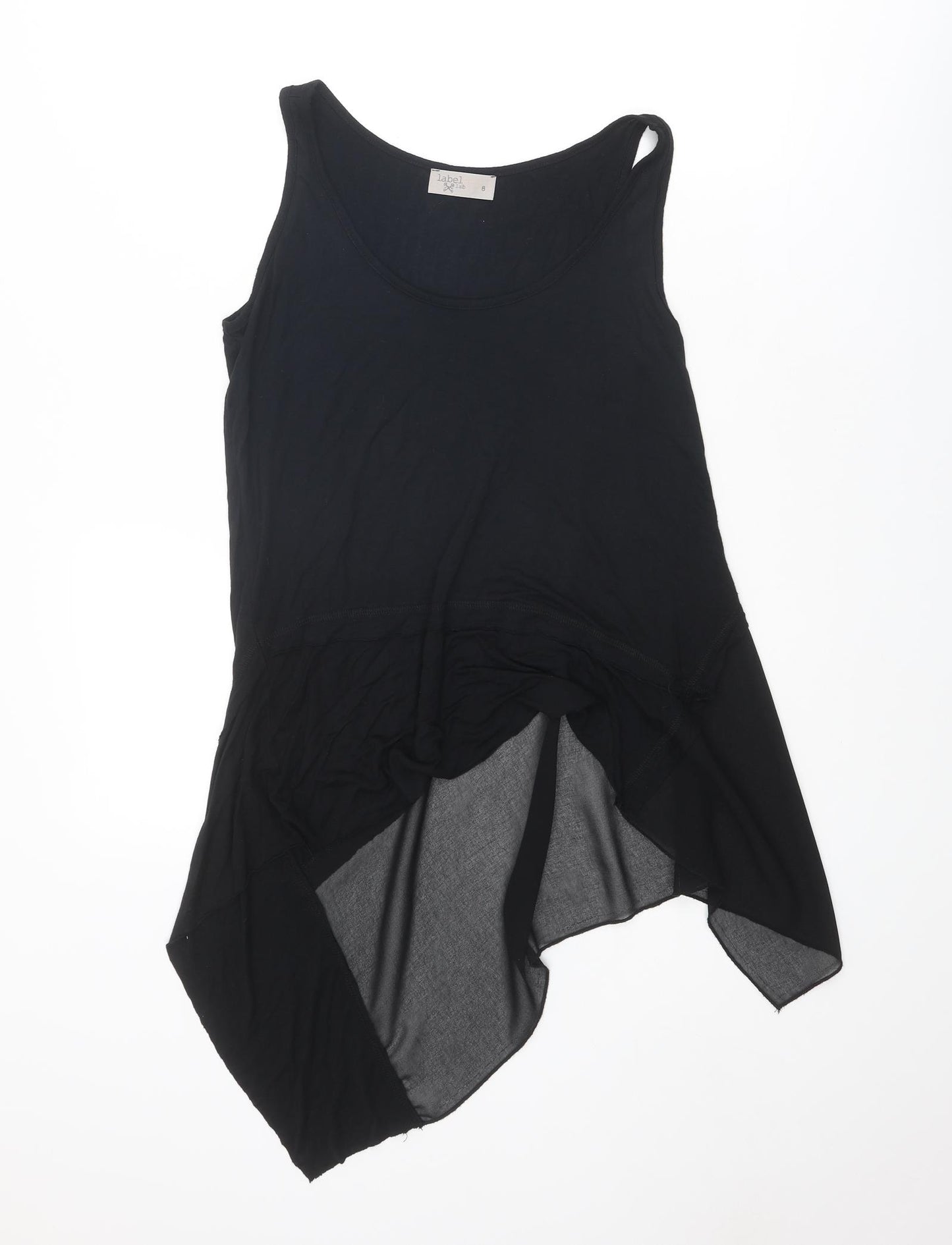 Label Lab Womens Black Viscose Basic Tank Size 8 Round Neck