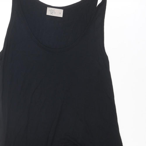 Label Lab Womens Black Viscose Basic Tank Size 8 Round Neck