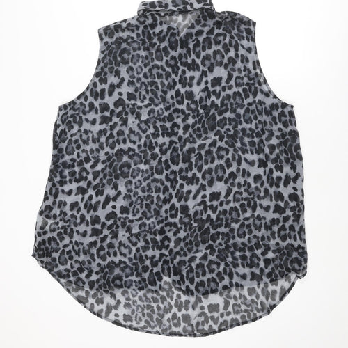 Simply Be Womens Grey Animal Print Polyester Basic Button-Up Size 24 Collared - Leopard Print