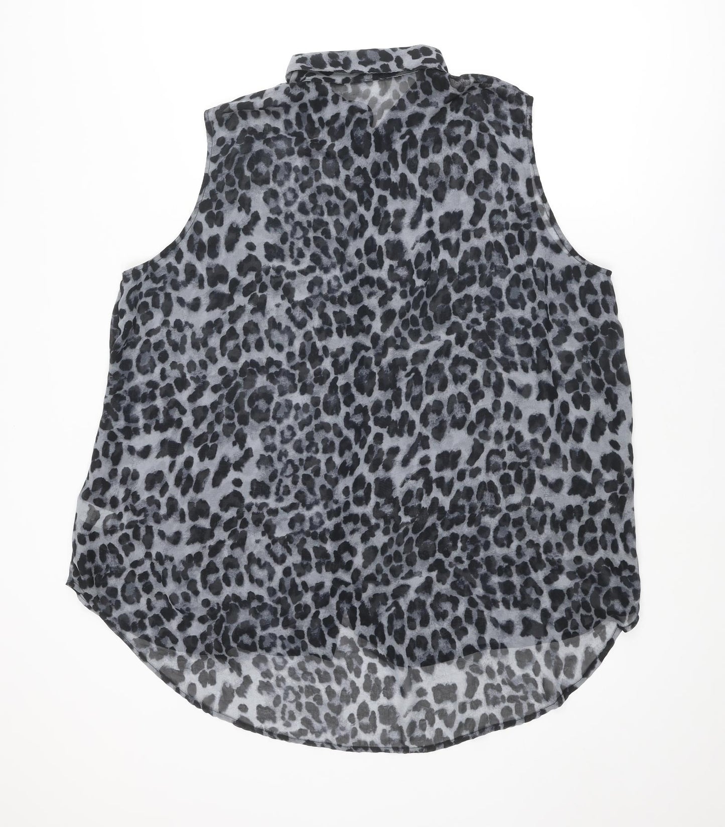 Simply Be Womens Grey Animal Print Polyester Basic Button-Up Size 24 Collared - Leopard Print
