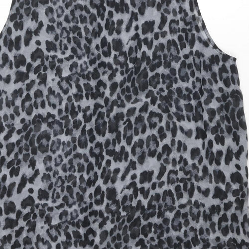 Simply Be Womens Grey Animal Print Polyester Basic Button-Up Size 24 Collared - Leopard Print