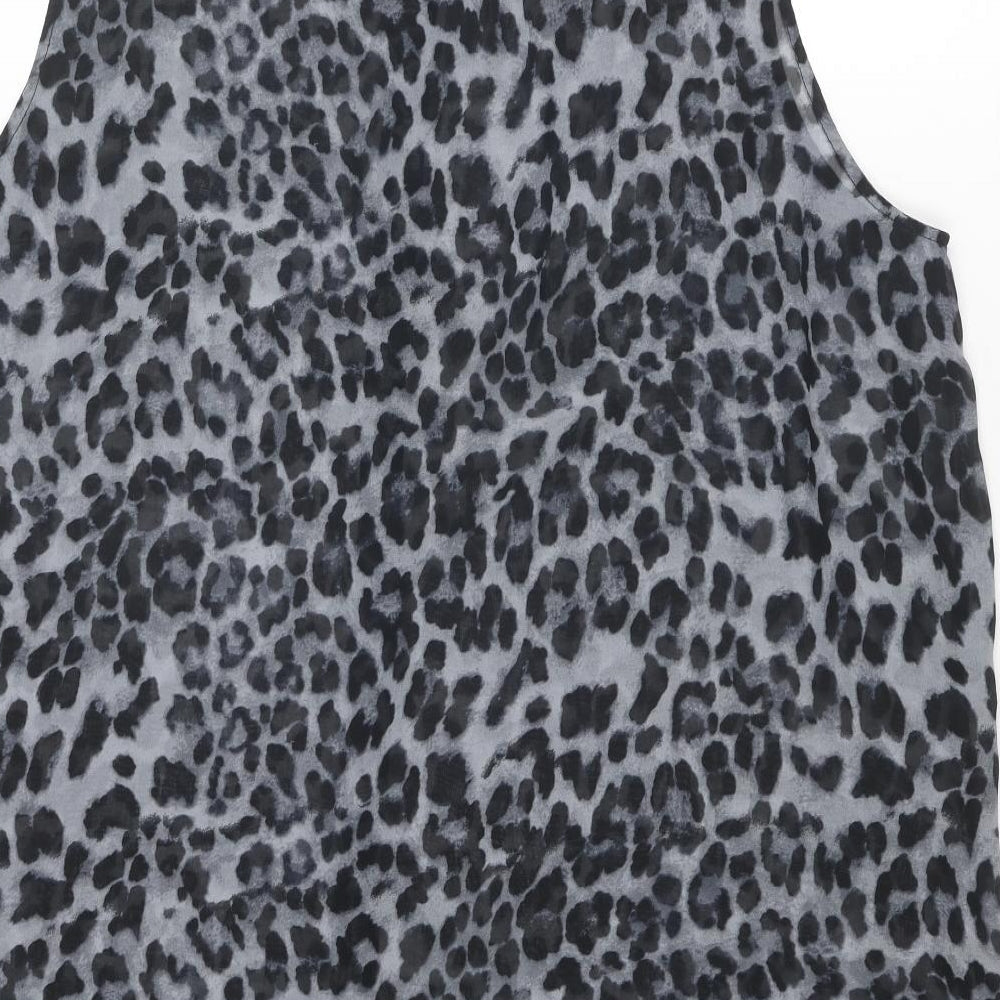 Simply Be Womens Grey Animal Print Polyester Basic Button-Up Size 24 Collared - Leopard Print