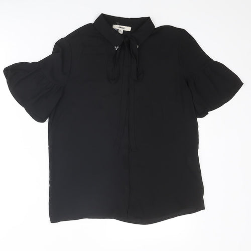 Koton Womens Black Polyester Basic Blouse Size 6 Collared