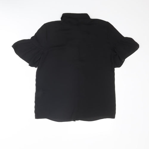 Koton Womens Black Polyester Basic Blouse Size 6 Collared