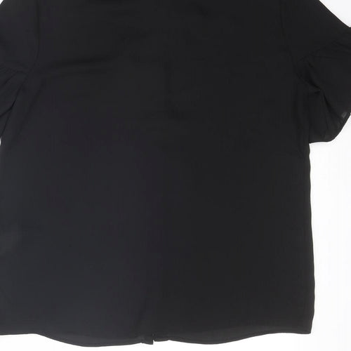 Koton Womens Black Polyester Basic Blouse Size 6 Collared