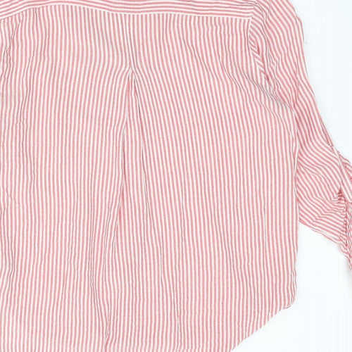 Velvet Heart Womens Red Striped Viscose Basic Button-Up Size M Collared