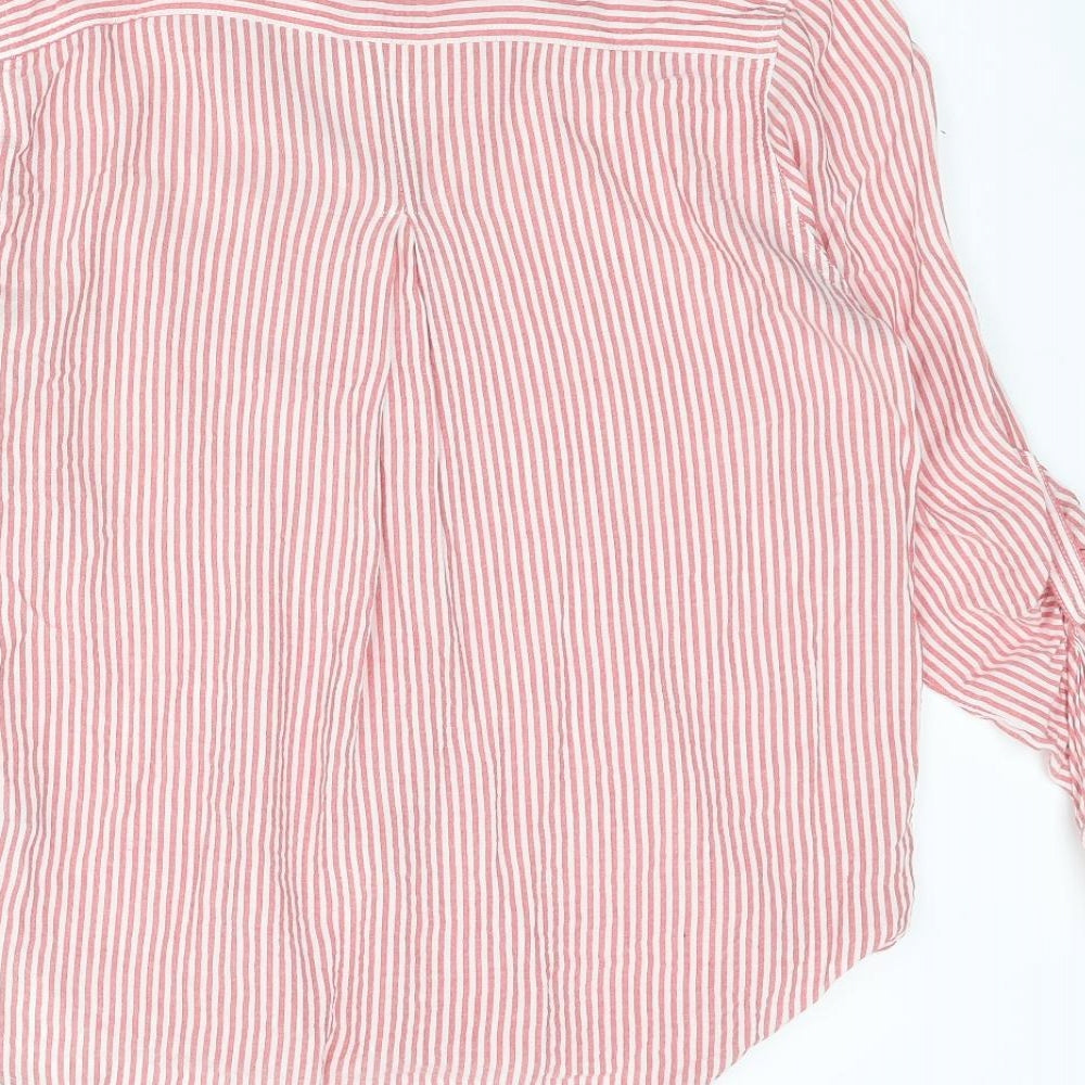 Velvet Heart Womens Red Striped Viscose Basic Button-Up Size M Collared
