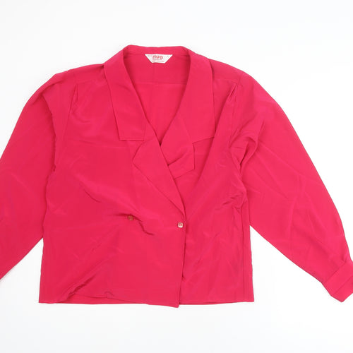 Riva Womens Pink Polyester Basic Blouse Size 12 Collared