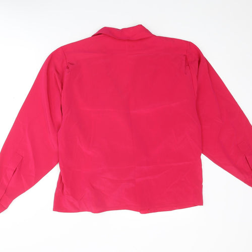 Riva Womens Pink Polyester Basic Blouse Size 12 Collared