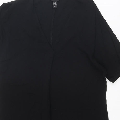 New Look Womens Black Viscose A-Line Size 12 V-Neck Pullover