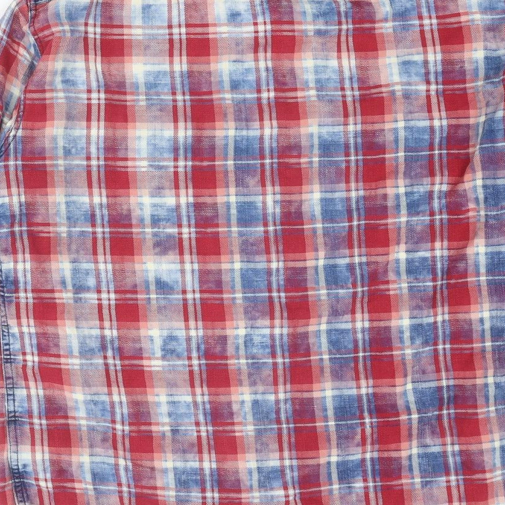 Replay Mens Multicoloured Plaid Cotton Button-Up Size L Collared Button