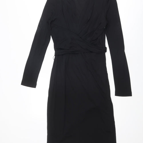 Issa Womens Black Viscose A-Line Size 14 V-Neck Zip