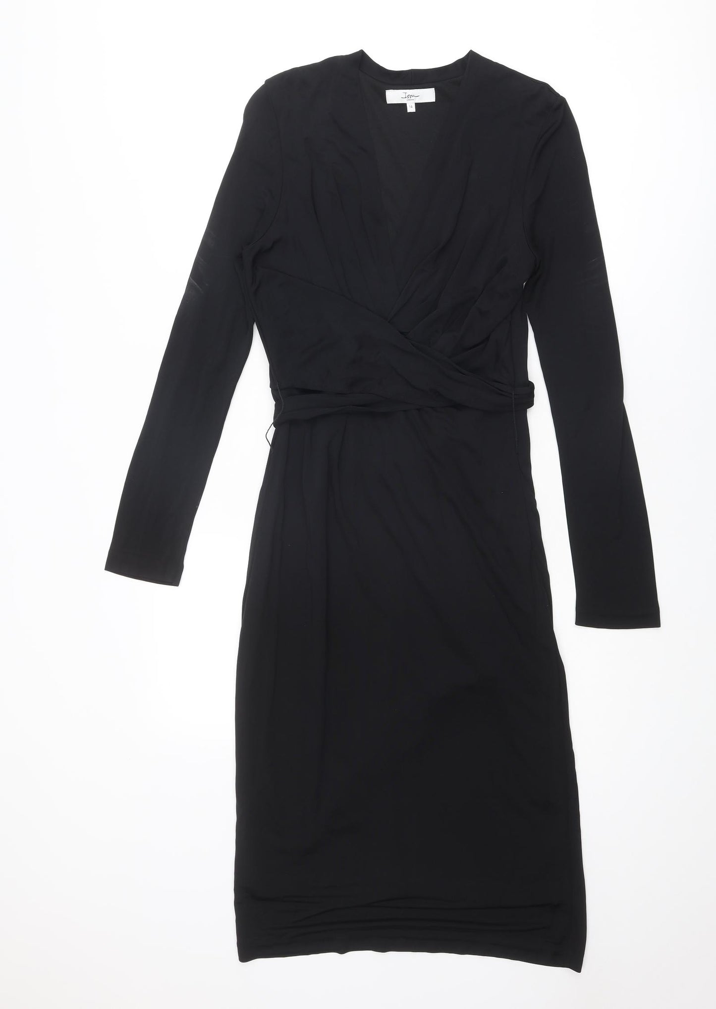 Issa Womens Black Viscose A-Line Size 14 V-Neck Zip