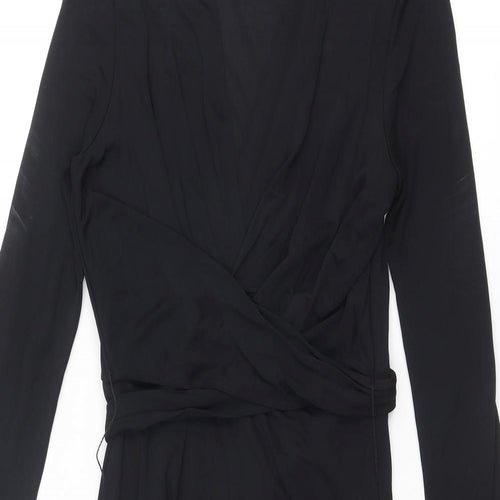 Issa Womens Black Viscose A-Line Size 14 V-Neck Zip