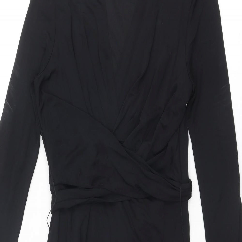 Issa Womens Black Viscose A-Line Size 14 V-Neck Zip