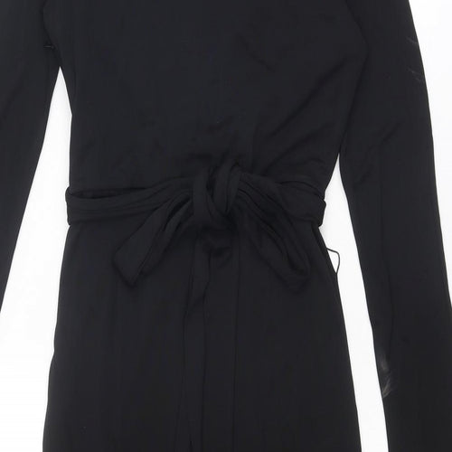 Issa Womens Black Viscose A-Line Size 14 V-Neck Zip