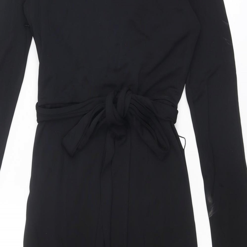 Issa Womens Black Viscose A-Line Size 14 V-Neck Zip