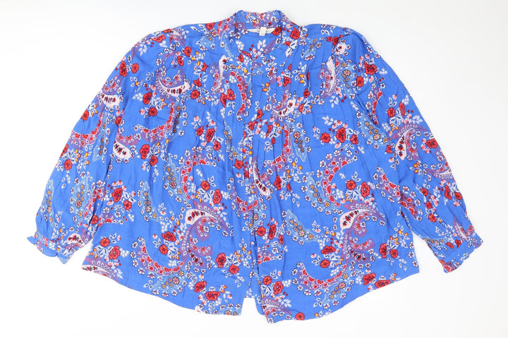 Per Una Womens Multicoloured Geometric Viscose Basic Button-Up Size 18 V-Neck