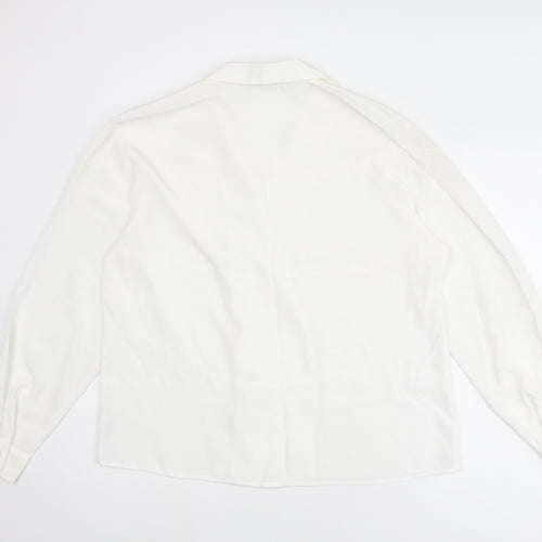 First Avenue Womens White Polyester Basic Button-Up Size 16 Collared