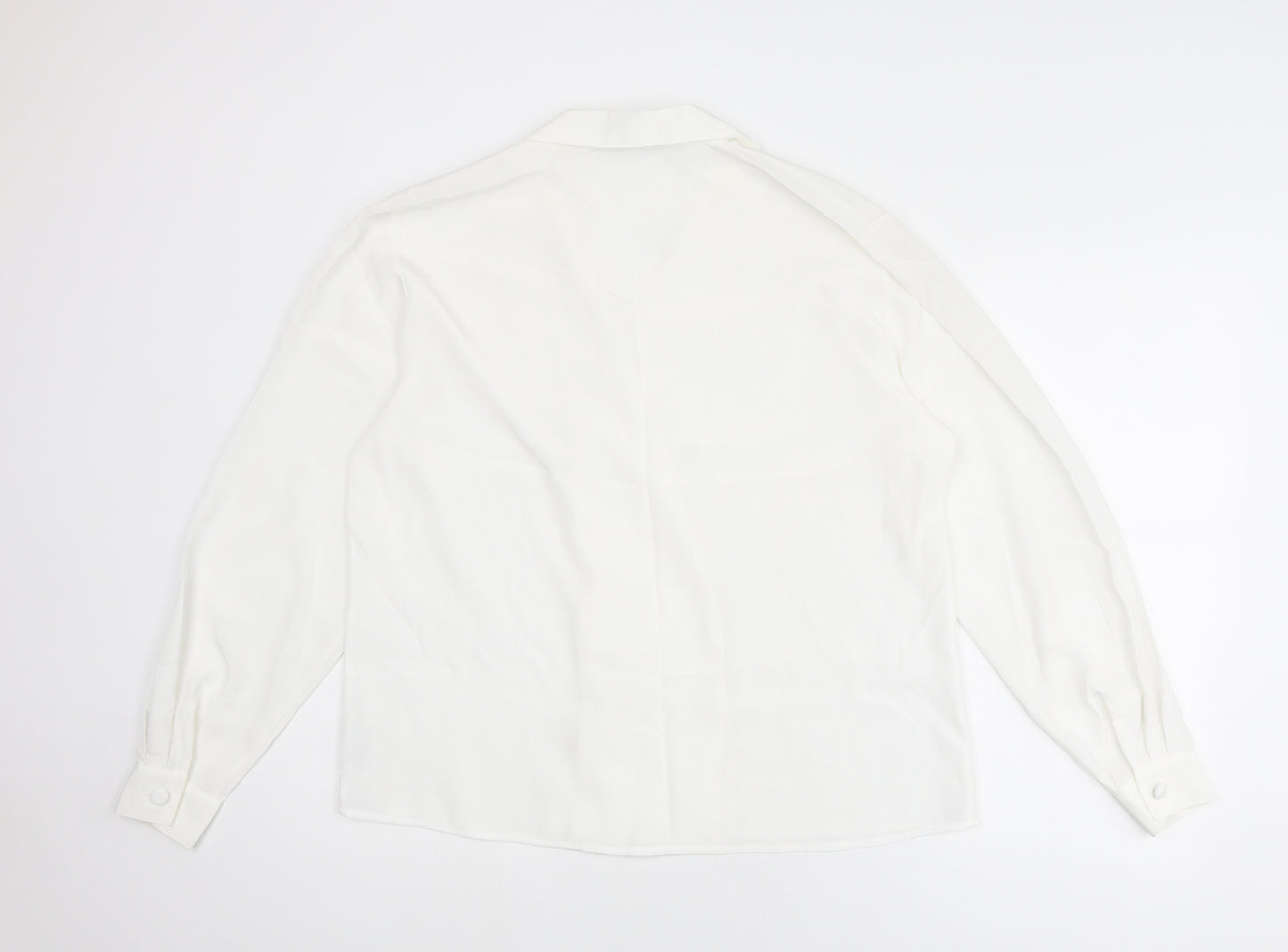First Avenue Womens White Polyester Basic Button-Up Size 16 Collared