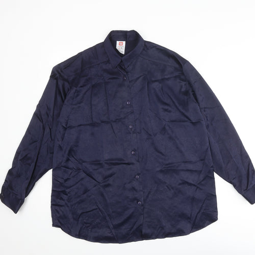 St Michael Womens Blue Polyester Basic Button-Up Size 10 Collared