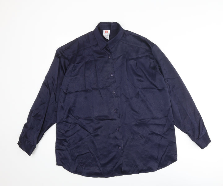 St Michael Womens Blue Polyester Basic Button-Up Size 10 Collared