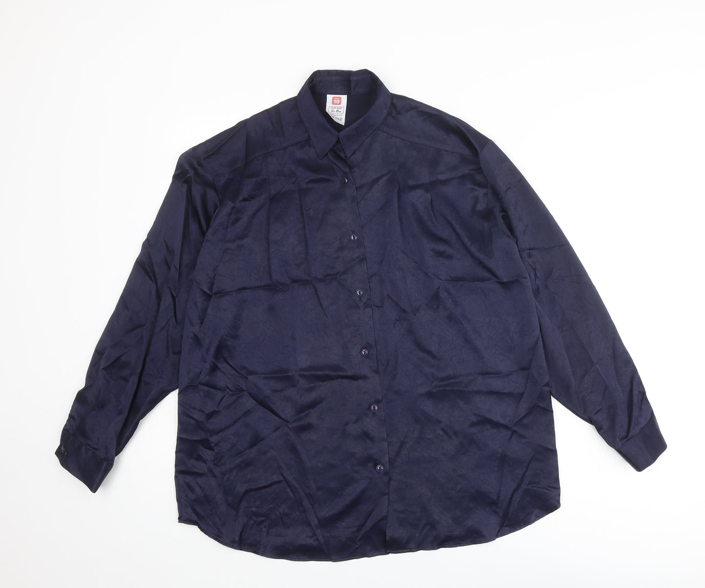St Michael Womens Blue Polyester Basic Button-Up Size 10 Collared